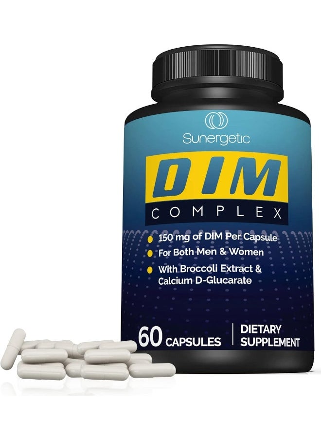 Premium DIM SupplementIncludes 150mg DIM (diindolylmethane), Broccoli, Calcium D-Glucarate & Bioperine- DIM Capsules for Men & WomenDIM Complex for Menopause Support & Balance - 60 DIM Capsules