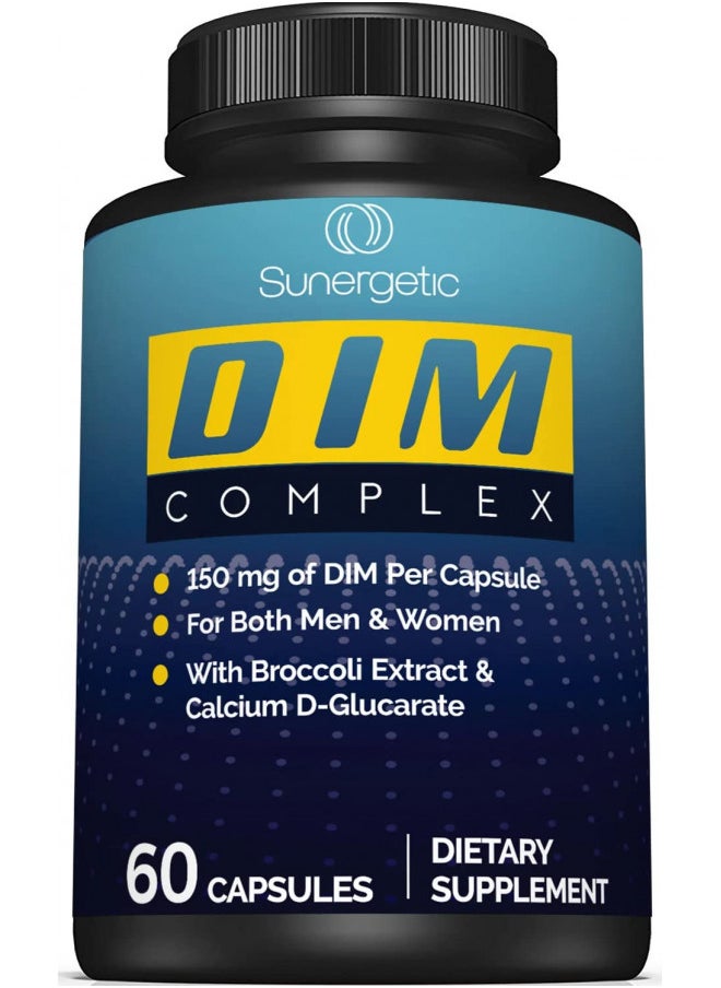 Premium DIM SupplementIncludes 150mg DIM (diindolylmethane), Broccoli, Calcium D-Glucarate & Bioperine- DIM Capsules for Men & WomenDIM Complex for Menopause Support & Balance - 60 DIM Capsules