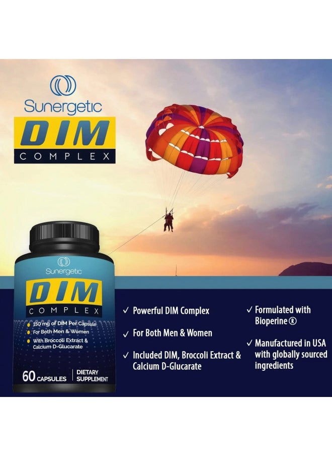 Premium DIM SupplementIncludes 150mg DIM (diindolylmethane), Broccoli, Calcium D-Glucarate & Bioperine- DIM Capsules for Men & WomenDIM Complex for Menopause Support & Balance - 60 DIM Capsules
