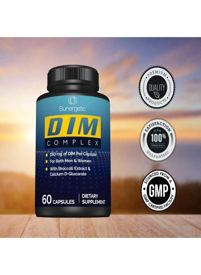 Premium DIM SupplementIncludes 150mg DIM (diindolylmethane), Broccoli, Calcium D-Glucarate & Bioperine- DIM Capsules for Men & WomenDIM Complex for Menopause Support & Balance - 60 DIM Capsules
