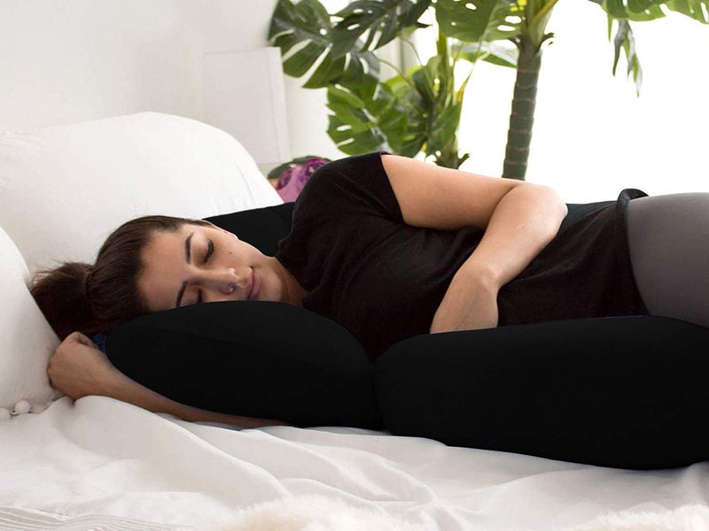 Kesar Enterprises Velvet Ultra Soft Hollow Fibre C Shaped Maternity Pillow,Pregnancy Pillow,Body Pillow with Zippered Cover (Black) - Image 3