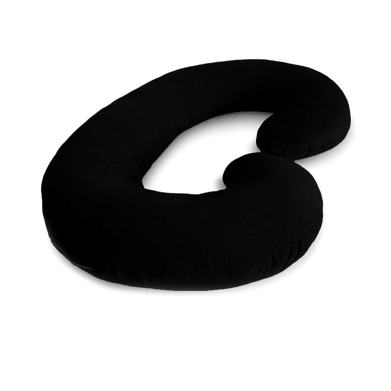 Kesar Enterprises Velvet Ultra Soft Hollow Fibre C Shaped Maternity Pillow,Pregnancy Pillow,Body Pillow with Zippered Cover (Black) - Image 5