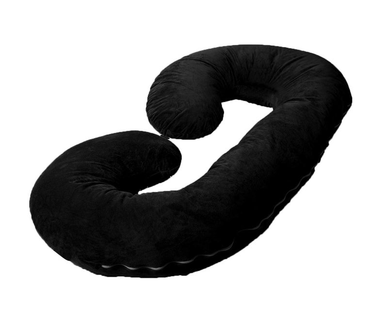 Kesar Enterprises Velvet Ultra Soft Hollow Fibre C Shaped Maternity Pillow,Pregnancy Pillow,Body Pillow with Zippered Cover (Black) - Image 2