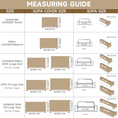VC Life VClife Beige Couch Cover for Sofa 1 Piece Modern Minimalism Couch Cover for 2 Cushion Couch Sofa Slipcover Washable Soft Chenille Sofa Covers Furniture Protector for Bedroom Living Room 71''x118'' - Image 2