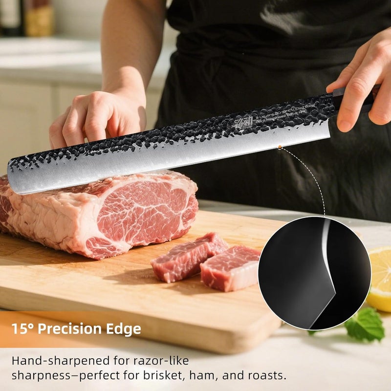 FINDKING Brisket Slicing Knife 12 Inch, Sharp Carving Knife for Meat, BBQ, High Carbon Steel Blade, African Rosewood Octagonal Handle (Dynasty Series) - Image 5
