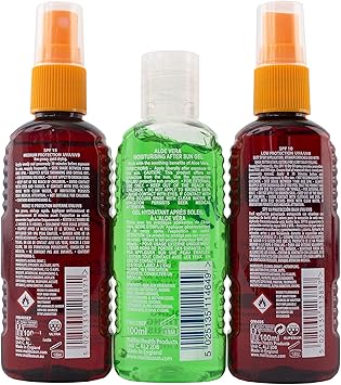 Malibu Sun Travel Essentials Dry Oil Sprays and Soothing Aloe Vera Aftersun Gel Medium Protection Water Resistant SPF 10 and 15 Multipack 3 x 100ml - Image 3
