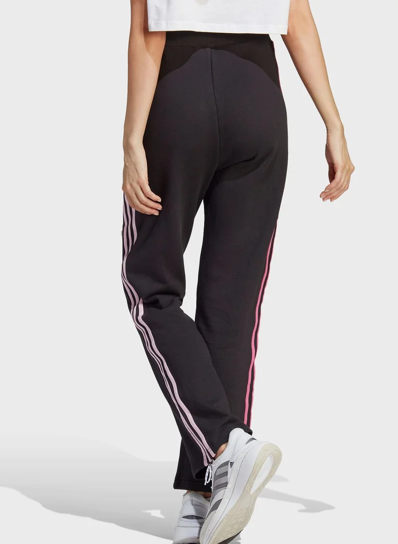 Adidas 3 Stripe High Rise Flower Print Sweatpants