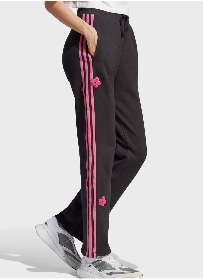 Adidas - 3 Stripe High Rise Flower Print Sweatpants - Image 1