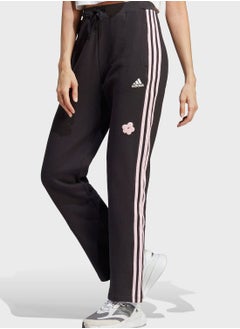 3 Stripe High Rise Flower Print Sweatpants
