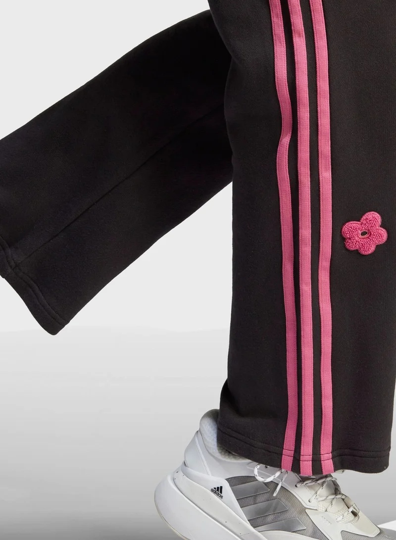 Adidas 3 Stripe High Rise Flower Print Sweatpants
