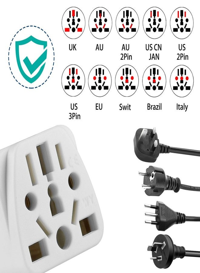 OFOAEEA European to US Plug Adapter, UK to US Plug Adapter, 2 Pack US Plug Adapter, Universal to American Outlet Plug Adapter, EU/UK/AU/CN/JP/Italy/Brazil/European to American Plug Adapter(Type B), White - Image 3