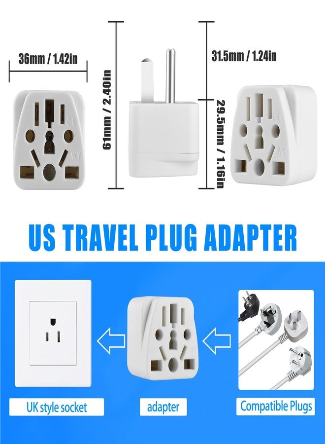 OFOAEEA European to US Plug Adapter, UK to US Plug Adapter, 2 Pack US Plug Adapter, Universal to American Outlet Plug Adapter, EU/UK/AU/CN/JP/Italy/Brazil/European to American Plug Adapter(Type B), White - Image 4