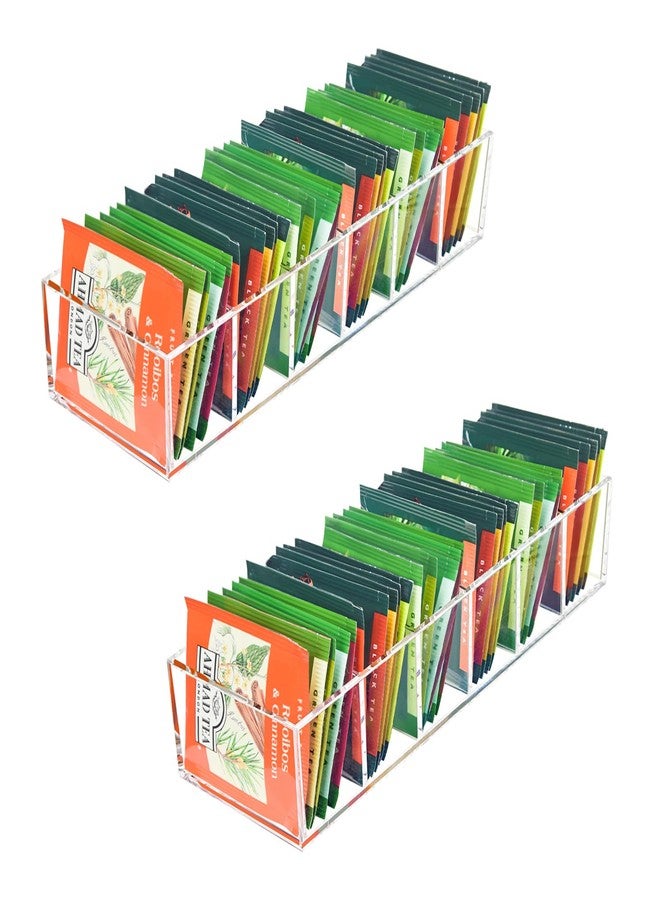 Goindy Tea Bag Organizer, Clear Tea Bag Holder with 6 Slot, Tea Packet Storage for Countertop, Drawer, Kitchen, Pantry, Cabinet, 2 Pack - Image 1