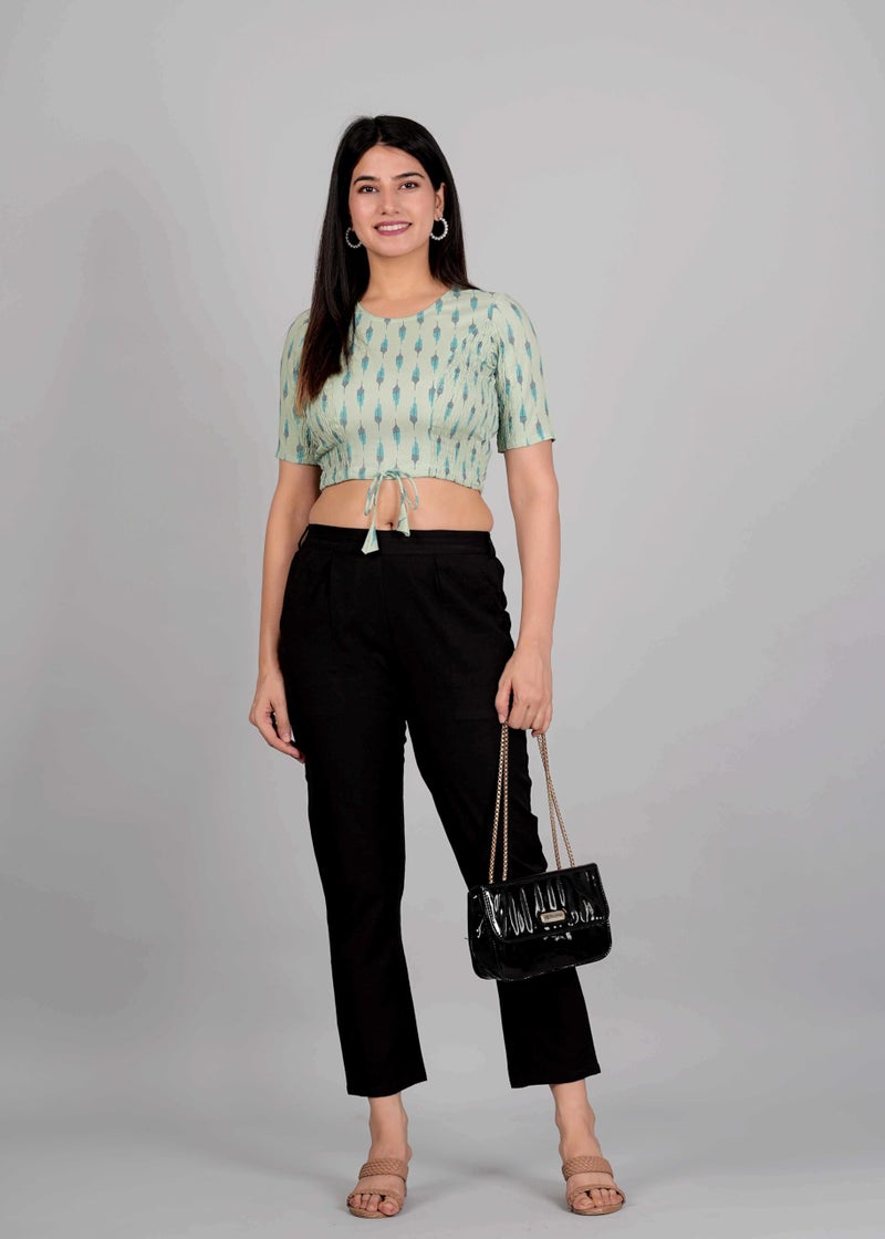 Yash Gallery Women's Rayon Ikat Printed Regular Blouse for Women (Green, S) - Image 5