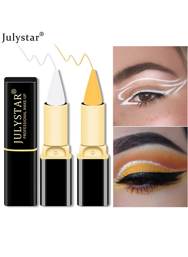 Julystar Pearlescent White Cream Gel Eyeliner Stick, 2Pcs Waterproof and Smudge Resistant, Glides On Easily To Create Any Look, Richly Pigmented and Creamy Makeup Eyeliner for Women  - Image 1