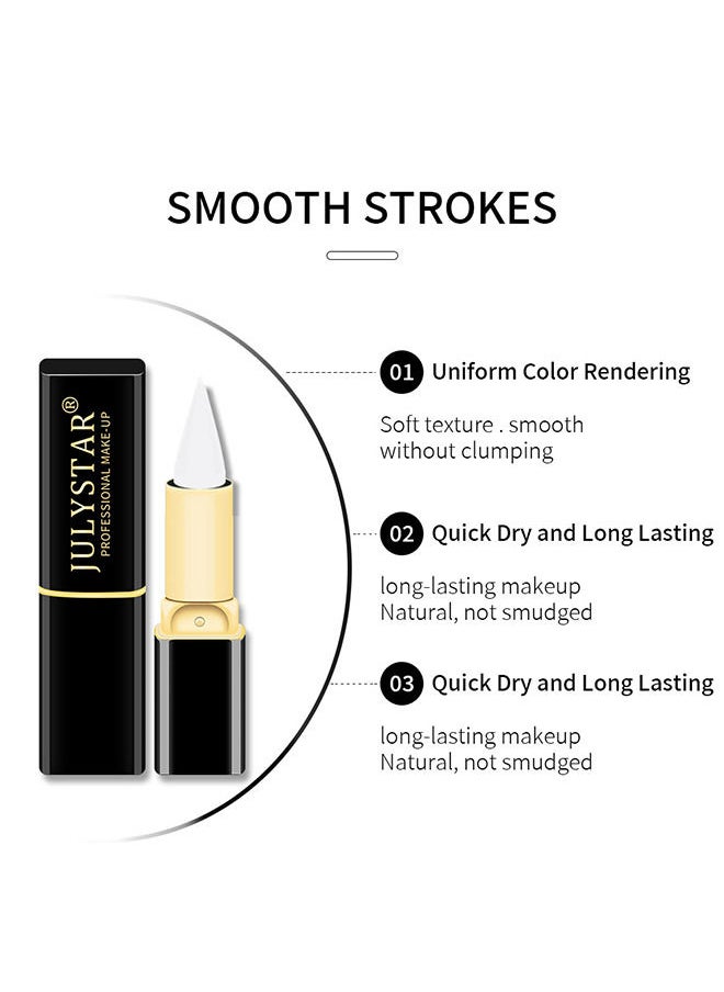 Julystar Pearlescent White Cream Gel Eyeliner Stick, 2Pcs Waterproof and Smudge Resistant, Glides On Easily To Create Any Look, Richly Pigmented and Creamy Makeup Eyeliner for Women  - Image 4