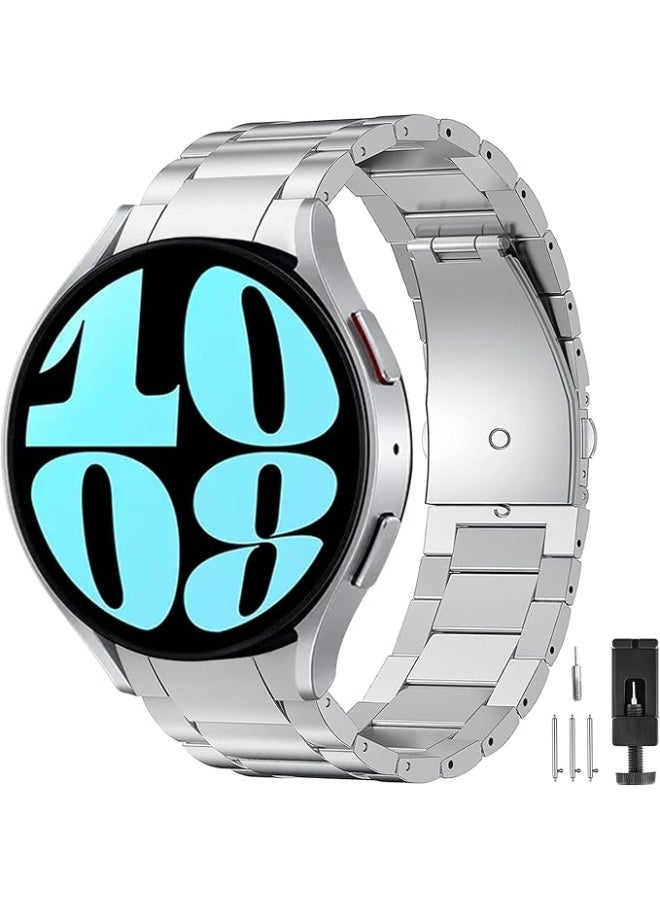 No Gaps Bands Compatible with Samsung Galaxy Watch 6/7/5/4 Band 40mm/44mm Galaxy Watch 6/4 Classic Band 42/43/46/47mm Galaxy Watch 5 Pro 45mm Stainless Steel Metal Replacement Strap Women Men - Image 1