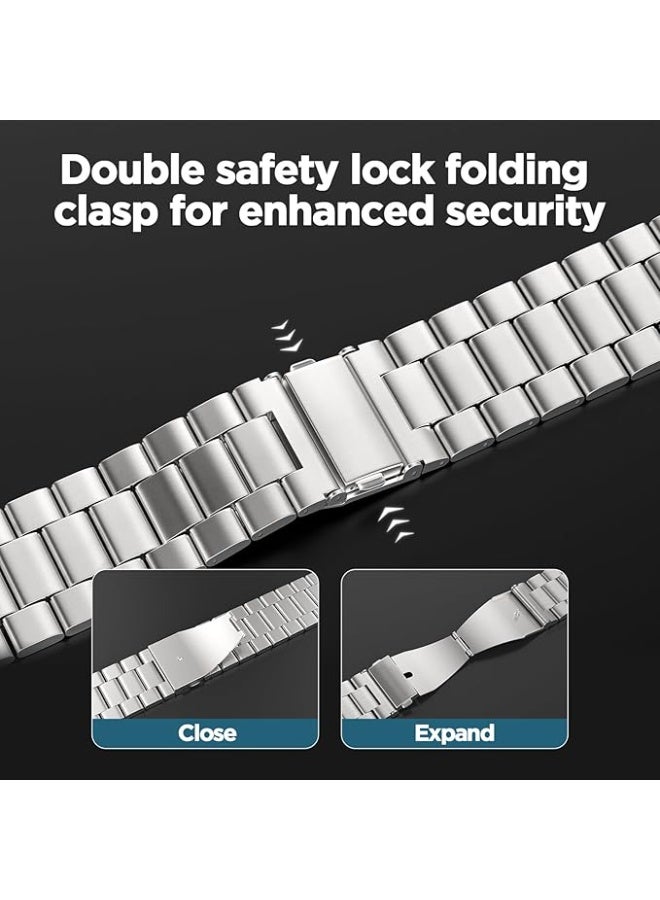 No Gaps Bands Compatible with Samsung Galaxy Watch 6/7/5/4 Band 40mm/44mm Galaxy Watch 6/4 Classic Band 42/43/46/47mm Galaxy Watch 5 Pro 45mm Stainless Steel Metal Replacement Strap Women Men - Image 4