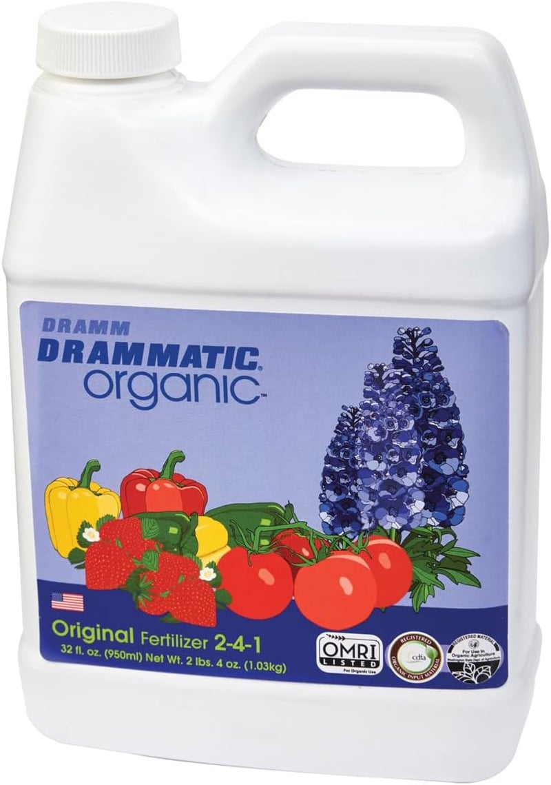 Drammatic Organic Original Fertilizer 241 Hydrolyzed Liquid Fish Fertilizer for Vegetables Flowers and Fruits 1 Quart 32 Ounces OMRI Listed - Image 1