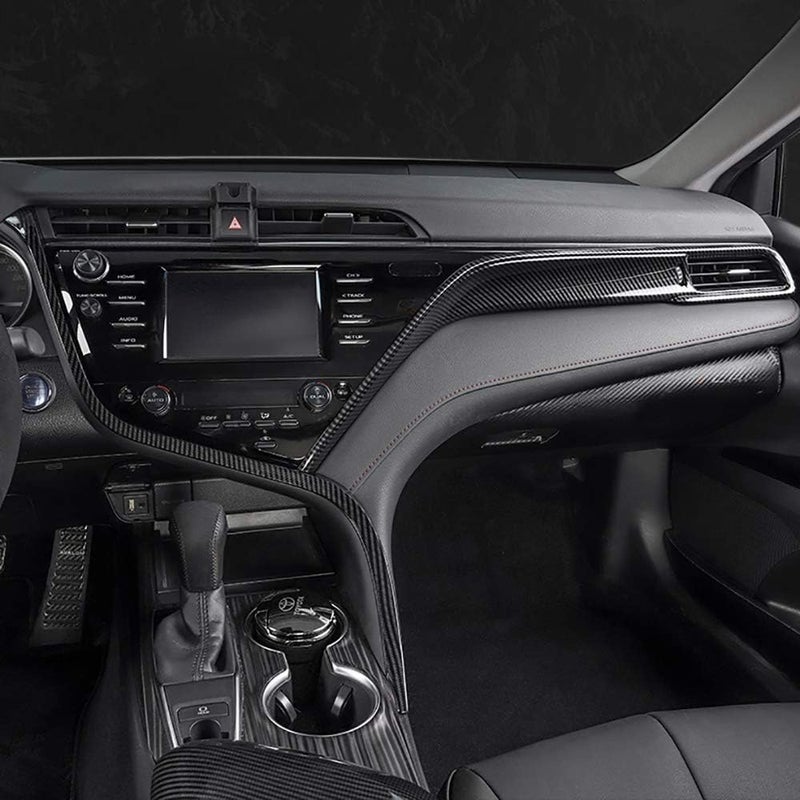 Kadore Interior Front Center Console Strips Trim Molding Cover for Toyota Camry 2018 2019 2020 2021 2022 2023 2024 Carbon Fiber Color LHD 2-pc - Image 2