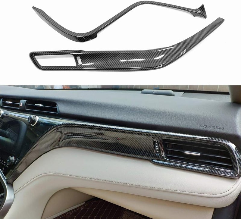 Kadore Interior Front Center Console Strips Trim Molding Cover for Toyota Camry 2018 2019 2020 2021 2022 2023 2024 Carbon Fiber Color LHD 2-pc - Image 1