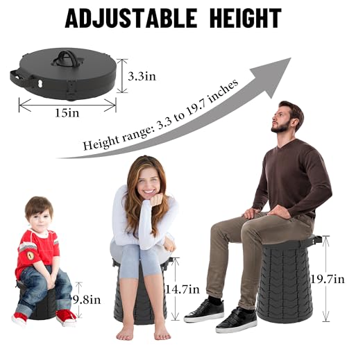 ALEVMOOM XXL Portable Toilet for Camping,880lbs Capacity,19.7"H Adjustable Portable Toilet with 7 Garbage Bags,Porta Potty for Adults,Collapsible Luggable Loo for Camping/Travel/Hiking/Car - Image 2