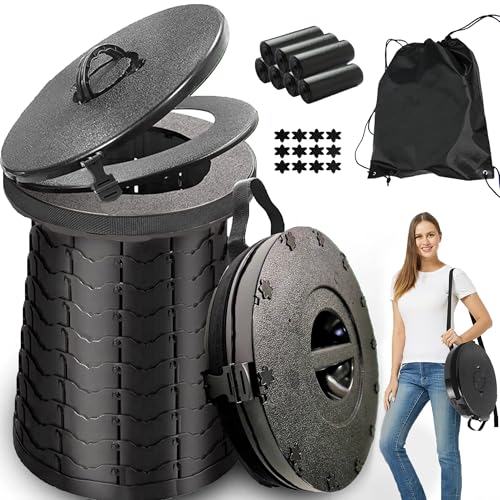 ALEVMOOM XXL Portable Toilet for Camping,880lbs Capacity,19.7"H Adjustable Portable Toilet with 7 Garbage Bags,Porta Potty for Adults,Collapsible Luggable Loo for Camping/Travel/Hiking/Car - Image 1