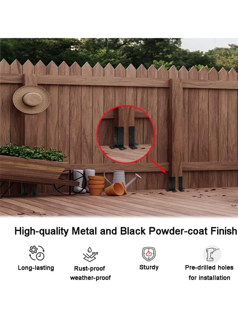 4-Piece Adjustable Timber Gazebo Fence Base Support Set Fits 1.5 × 1.5, 2 × 2, 2 × 4, 4 × 4, Black Heavy Duty Reversible Anchor Base Support Postbox - Image 4