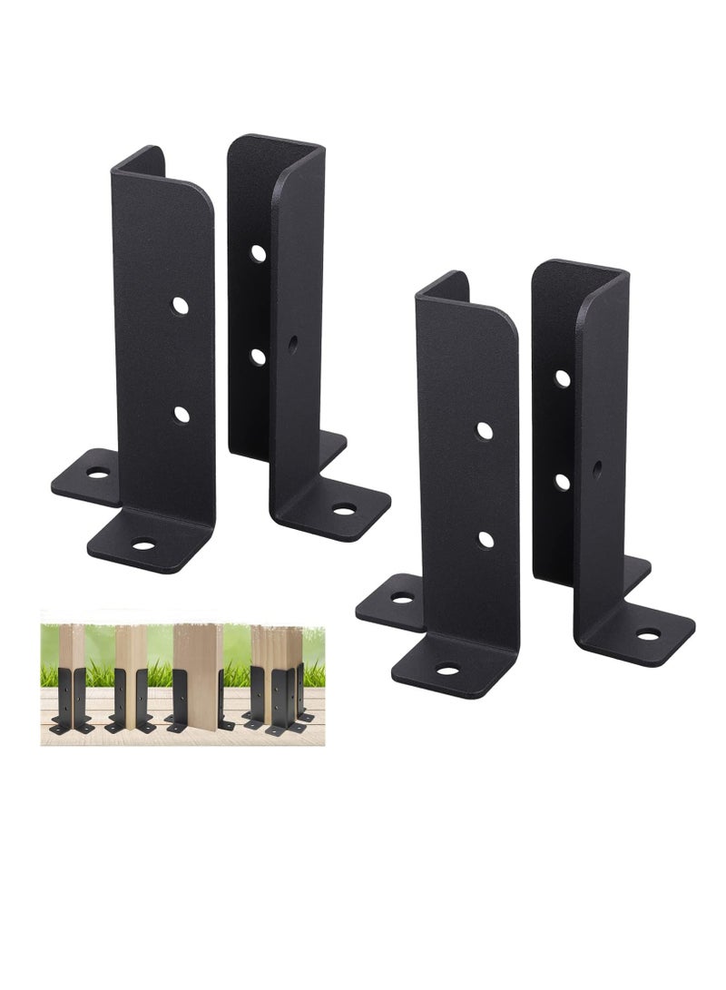 4-Piece Adjustable Timber Gazebo Fence Base Support Set Fits 1.5 × 1.5, 2 × 2, 2 × 4, 4 × 4, Black Heavy Duty Reversible Anchor Base Support Postbox - Image 1