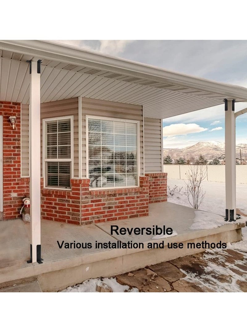 4-Piece Adjustable Timber Gazebo Fence Base Support Set Fits 1.5 × 1.5, 2 × 2, 2 × 4, 4 × 4, Black Heavy Duty Reversible Anchor Base Support Postbox - Image 5