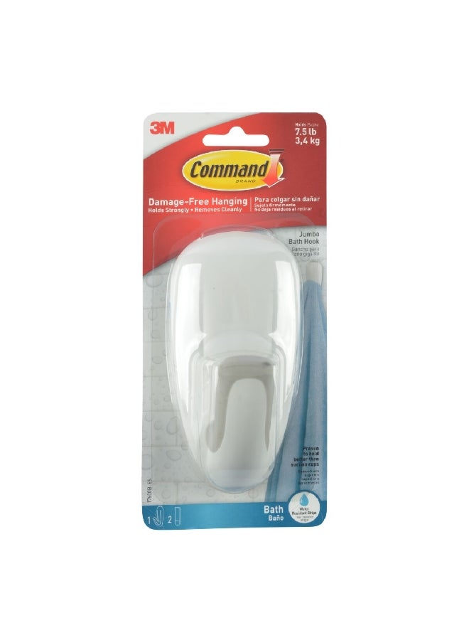 Water-Resistant Plastic Bathroom Hook White 2.3 x 9.13 x 11.75 Inch 17600B