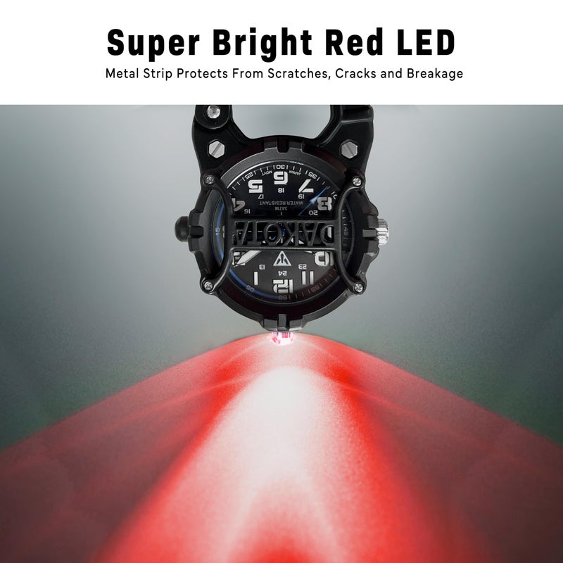 Dakota Watch Microlight, Clip Watch, Flashlight and Watch, Outdoor Gifts for Men, Use for Field and Work Watch, Tactical Watch with LED Flashlight with or Without Dial Protector - Black - Dial Cage - Image 5