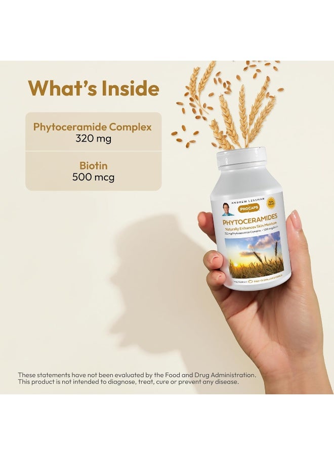 ANDREW LESSMAN Phytoceramides with Biotin 60 Softgels - Skin’s Vital Natural Internal Moisturizer. Naturally Enhances Soft, Smooth, Radiant Skin. No Additives. Small Easy to Swallow Softgels - Image 3