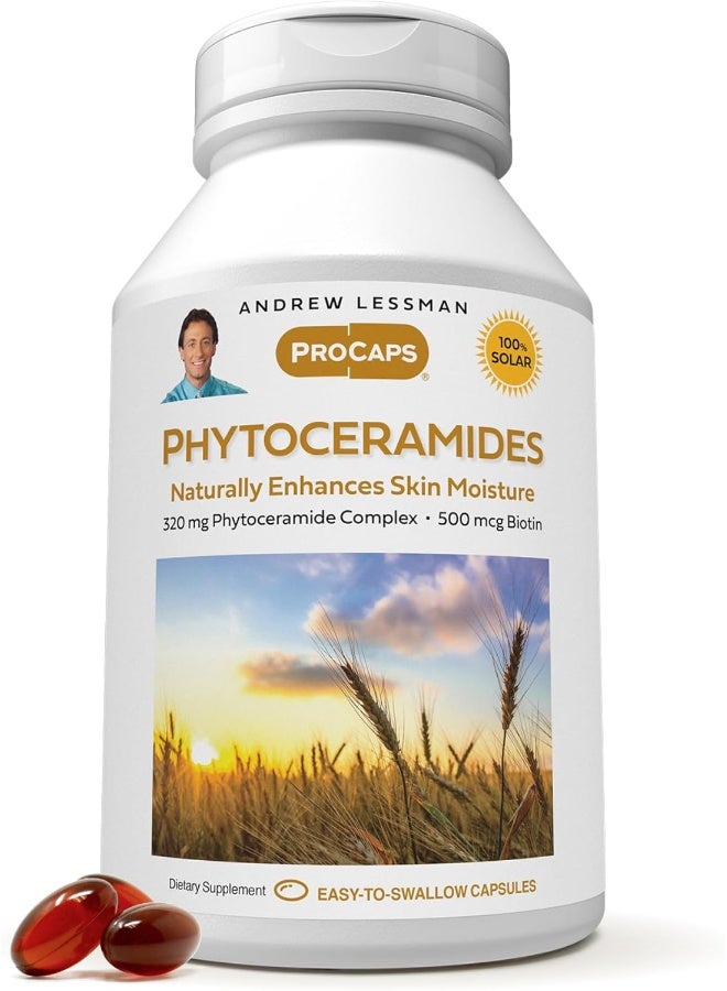 ANDREW LESSMAN Phytoceramides with Biotin 60 Softgels - Skin’s Vital Natural Internal Moisturizer. Naturally Enhances Soft, Smooth, Radiant Skin. No Additives. Small Easy to Swallow Softgels - Image 1