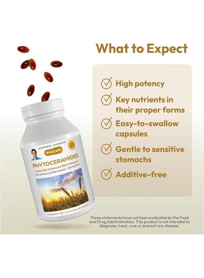 ANDREW LESSMAN Phytoceramides with Biotin 60 Softgels - Skin’s Vital Natural Internal Moisturizer. Naturally Enhances Soft, Smooth, Radiant Skin. No Additives. Small Easy to Swallow Softgels - Image 4
