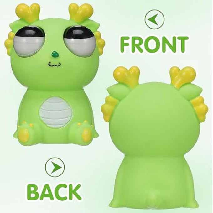 Vaguelly Funny Dragon Squeeze Toy with Big Eyes Stress Relief and Party Bags for Parties and Birthday Parties Sensory Stress Toy Made of Safe Materials - Image 4