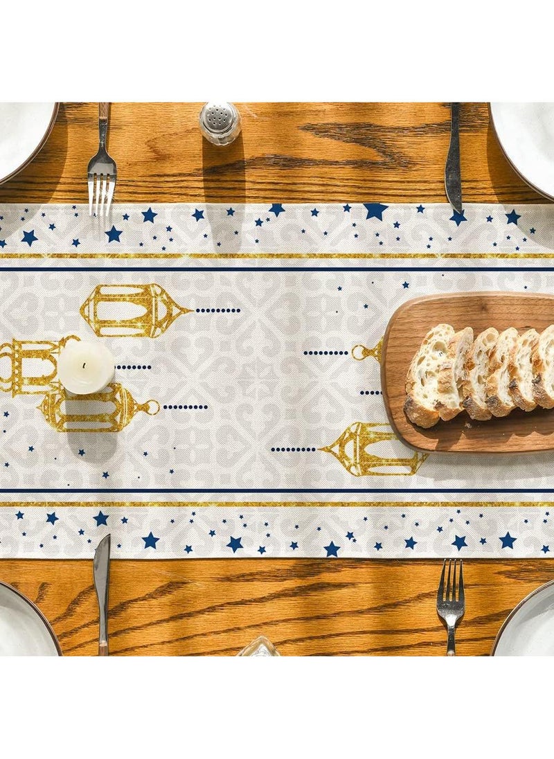 General 1 PCS Eid Mubarak Table Flag + 4 PCS Table Placemats Ramadan Kareem Table Decorations Star Moon Lantern Ramadan Decor Sets For Dining Supply  - Image 4