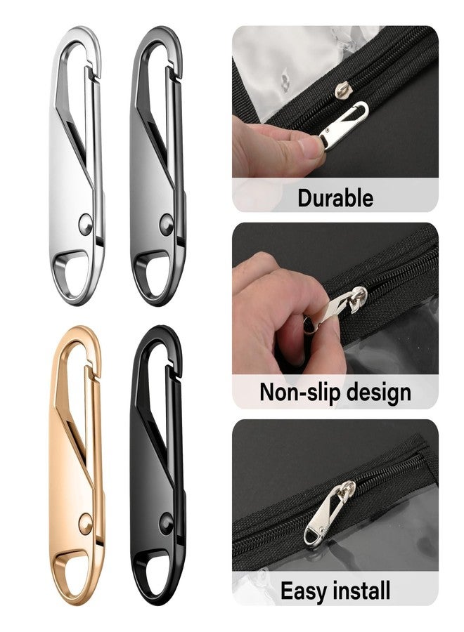 Aufee Zipper Pull Replacement, 12Pcs Detachable Zipper Repair Kit, Universal Metal Pull Tabs for Clothing, Bags, Backpacks, Boots, Luggage (4Colors, Black, Gold, Silver, Gray) - Image 3