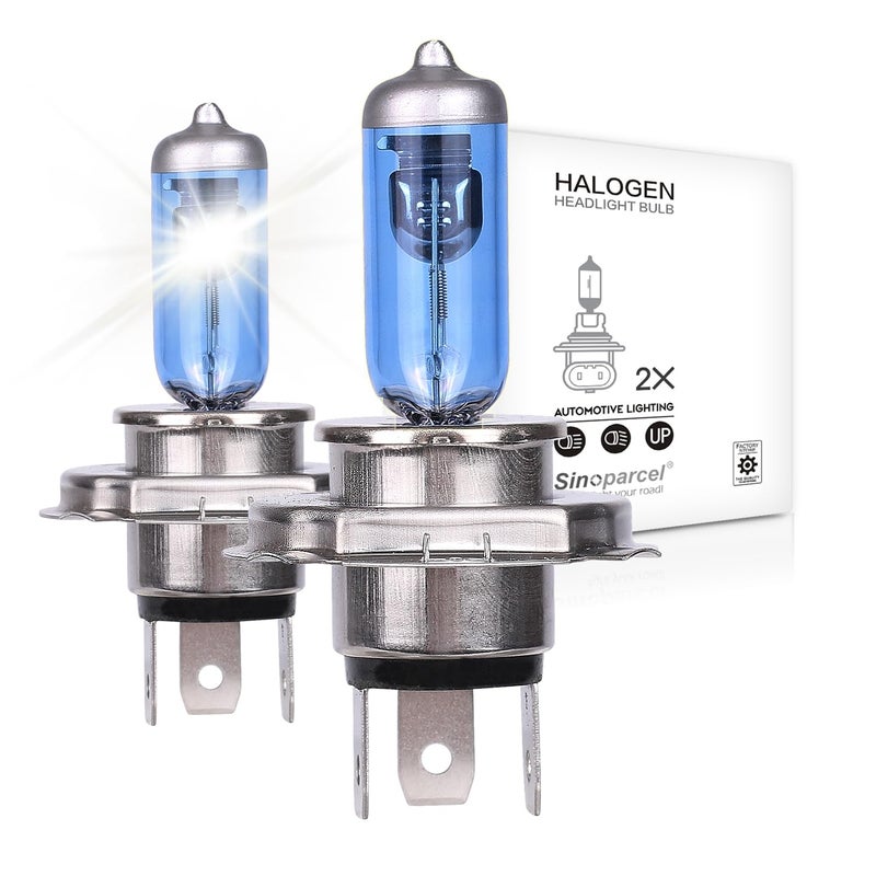 Sinoparcel H4/9003 Halogen Headlight Bulbs White 5000K, High and Low Beam, Brighter Replacement for Standard 60W/55W Light, Pack of 2 - Image 1