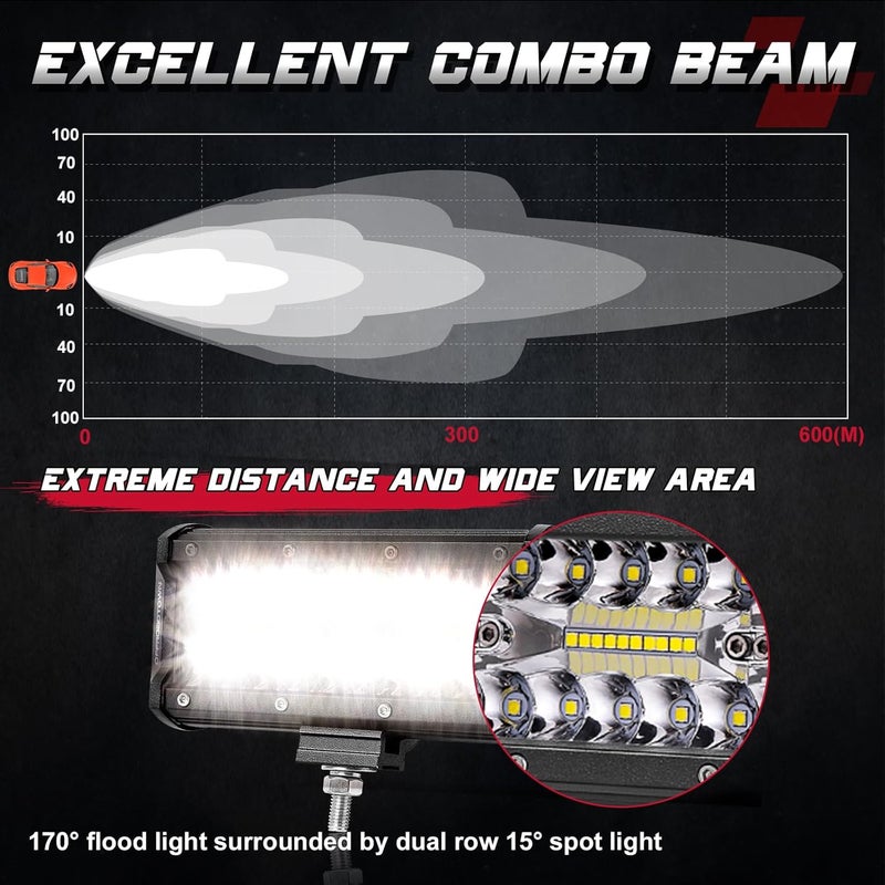 OFFROADTOWN LED Pods, 2pcs 6inch 240W Off Road Driving Lights LED Work Light Bar Spot Flood Combo Fog Light Waterproof Cubes for Truck Boat Pickup UTV ATV Marine Motorcycle - Image 4