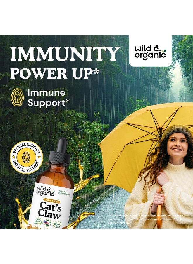 Wild & Organic Wild & Organic Cats Claw Tincture - Immune Support Supplement - Cats Claw Herb Liquid Extract - Vegan, Sugar & Alcohol-Free Bark Based Drops - 4 fl oz  - Image 2