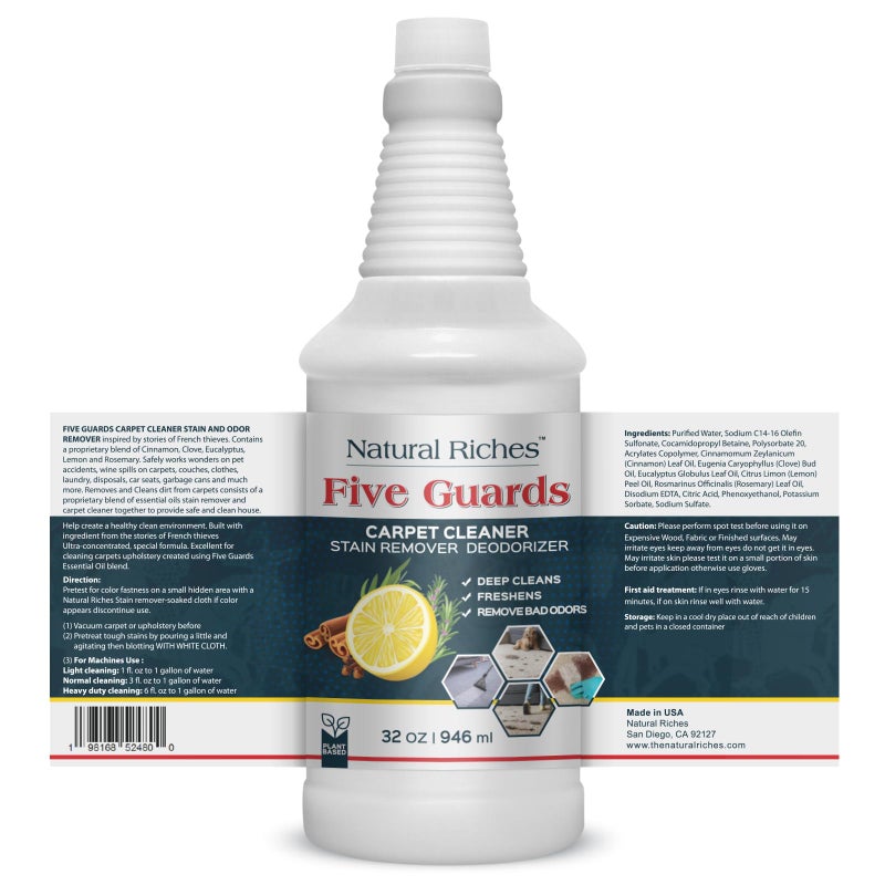Natural Riches Natural Riches Organic Upholstery Carpet Cleaner Shampoo Solution Machine Use, A Miracle Carpet Cleaner Stain Remover Deodorizing Formula, Use On Rug Carpets Pet and Food Stains 32 fl oz  - Image 2