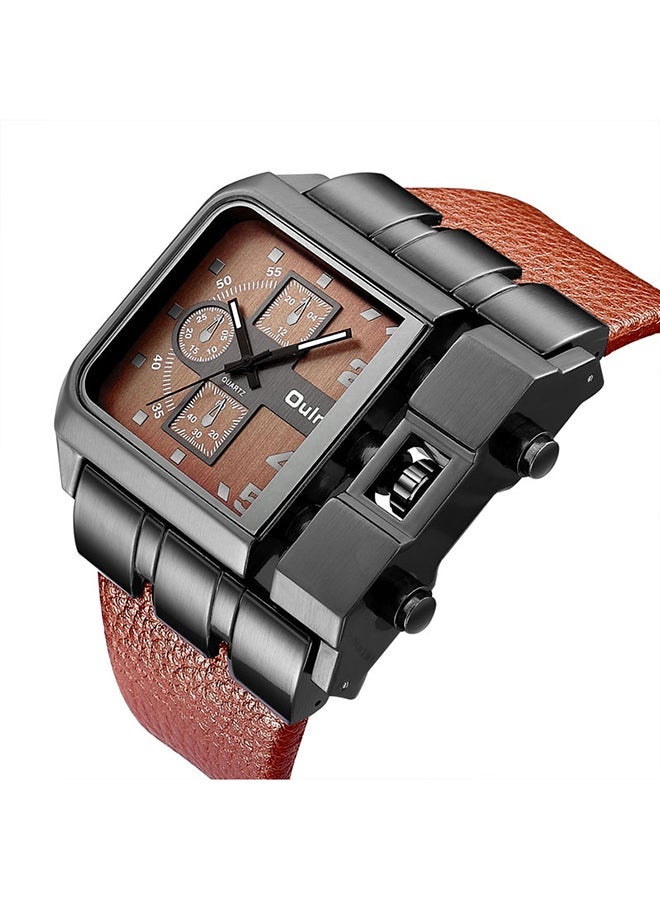 Oulm Men's Quartz Analog Leather Watch HP336401 - Image 2