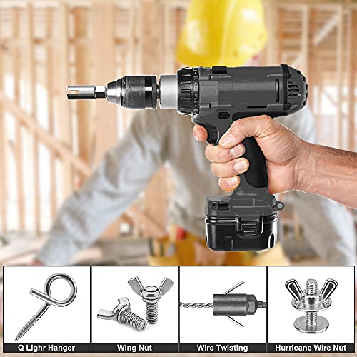 Monliful 2 Pack (13mm,19mm) 1/4 Inch Hex Shank Nut Driver Power Wing Nut Driver Set Bit Socket Wrenches Tools Set Slot Wing Nuts Drills Bits for Panel Nuts Screws Eye C Hook Bolt - Image 4