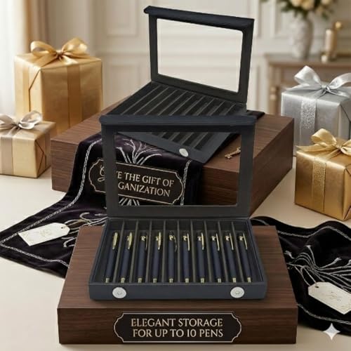 essart Premium 4 Level Pen Organizer Box – 60 Slot Faux Leather Pen Case with Transparent Display Lid, Luxury Storage for Pens Collection (Black) - Image 5