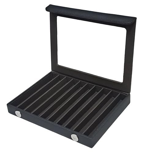essart Premium 4 Level Pen Organizer Box – 60 Slot Faux Leather Pen Case with Transparent Display Lid, Luxury Storage for Pens Collection (Black) - Image 1