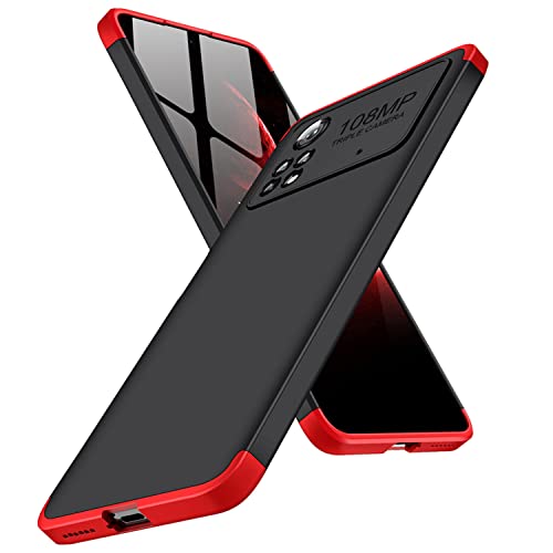Kapa Double Dip Full 360 Protection Back Case Cover for Poco X4 Pro (5G) (Red, Black), Poly Carbonate - Image 1