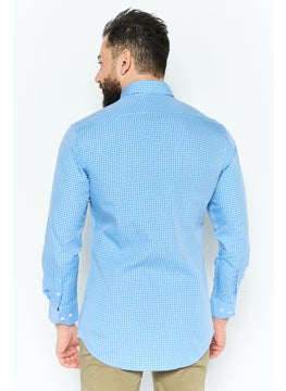 Men Regular Fit Micro Checkered Long Sleeves Casual Shirt, Blue - pzsku/ZAF08CD4CDF6E20B9D6ECZ/45/_/1737642003/b8269a4b-b1d1-48b4-a4c0-4a263064edbc