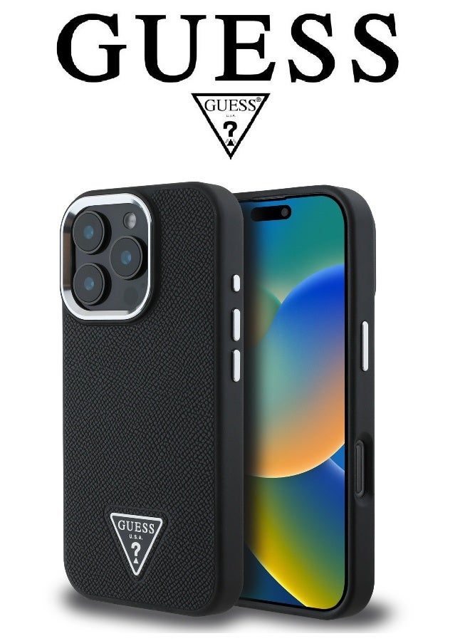 GUESS iPhone 16 Pro Max case, iphone case Supports Magsafe wireless charging, leather iphone 16 pro max cover, with French design and original GUESS brand logo, from CG Mobile.Black - Image 2