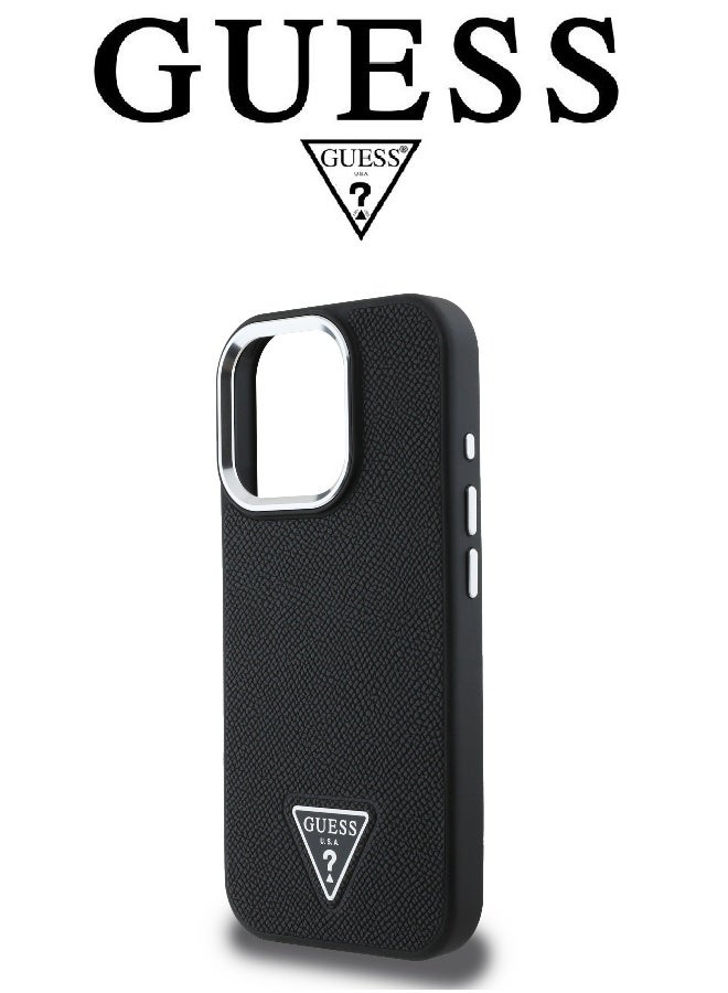 GUESS iPhone 16 Pro Max case, iphone case Supports Magsafe wireless charging, leather iphone 16 pro max cover, with French design and original GUESS brand logo, from CG Mobile.Black - Image 5